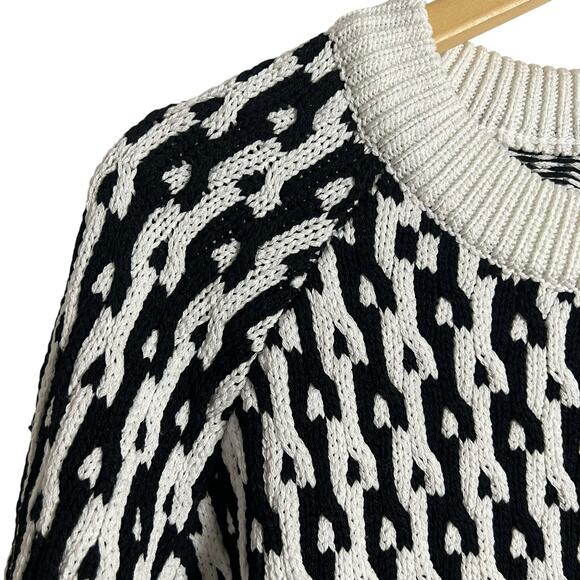 Derek Lam Collective Button Shoulder Geometric Knit Crewneck Sweater Size Medium - Picture 6 of 15